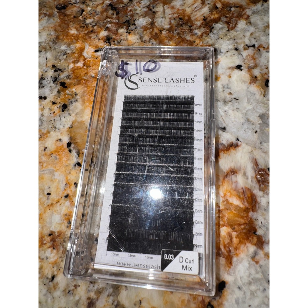 Sense Lashes Eyelash Extensions D Curl Mix 0.03mm 8-15mm Professional Tray Black
